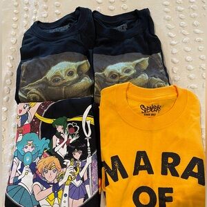 Lot of 4 small T‎ shirts NWOT/2nds Grogu sailor moon short long sleeve